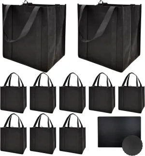 10 or 6 Pack Reusable Reinforced Handle Grocery Bags Heavy Duty Large Shopping Totes Thick Plastic Bottom can hold 45 lbs
