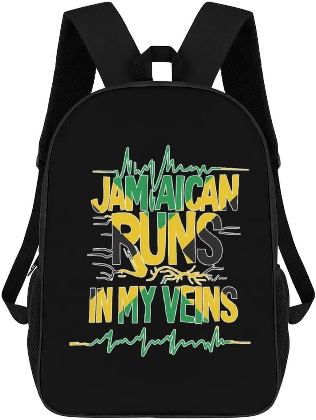 11111Jamaican Runs in My Veins 17 Inches Travel Backpacks Funny Shoulder Bag Lightweight Daypack