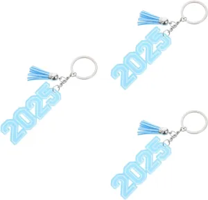 12 Pcs Class of 2025 Graduation Keychain Set Acrylic Blue Tassel Pendant Present for High School College Graduate Backpack Handbag Party Decor