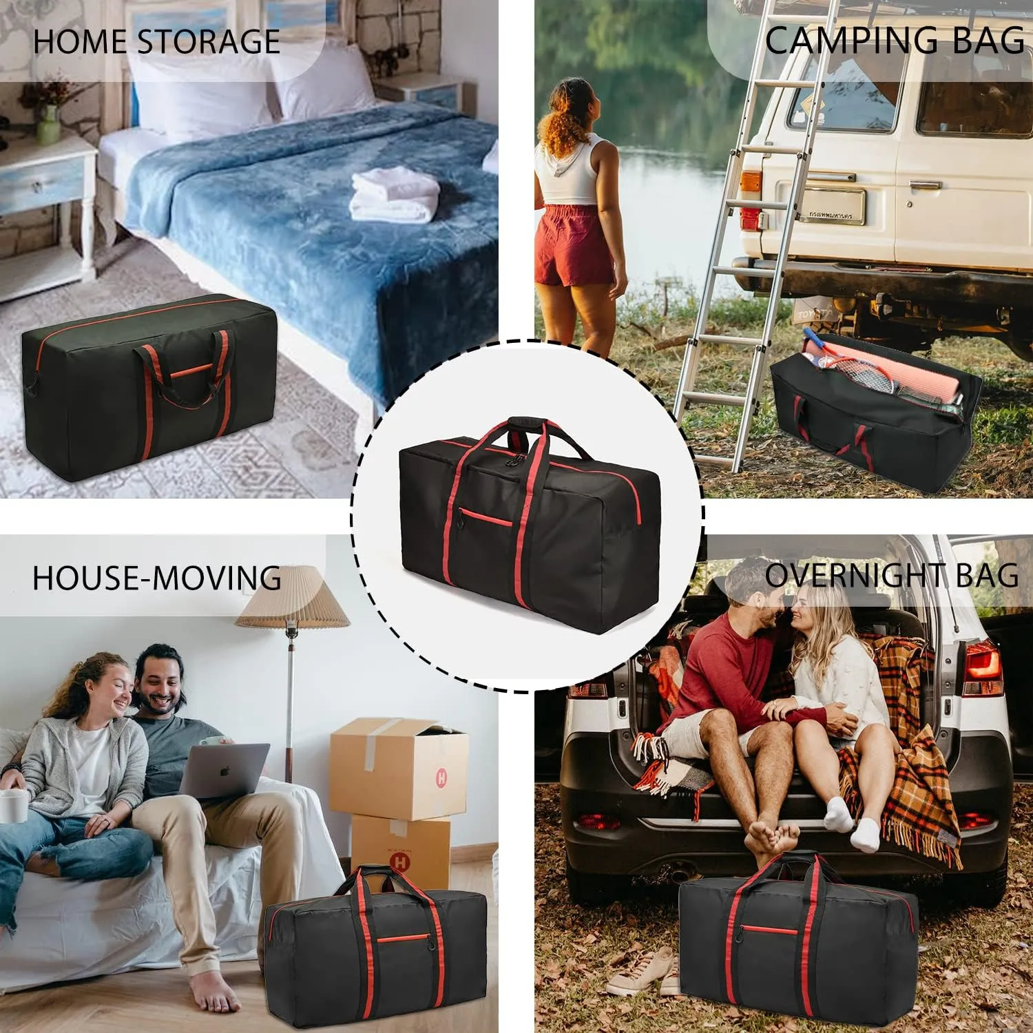 150L Large Duffle Bag for Travel 37” Diffle Bag for Overnight Weekender Camping, Storage for Men Women, 2 Pack