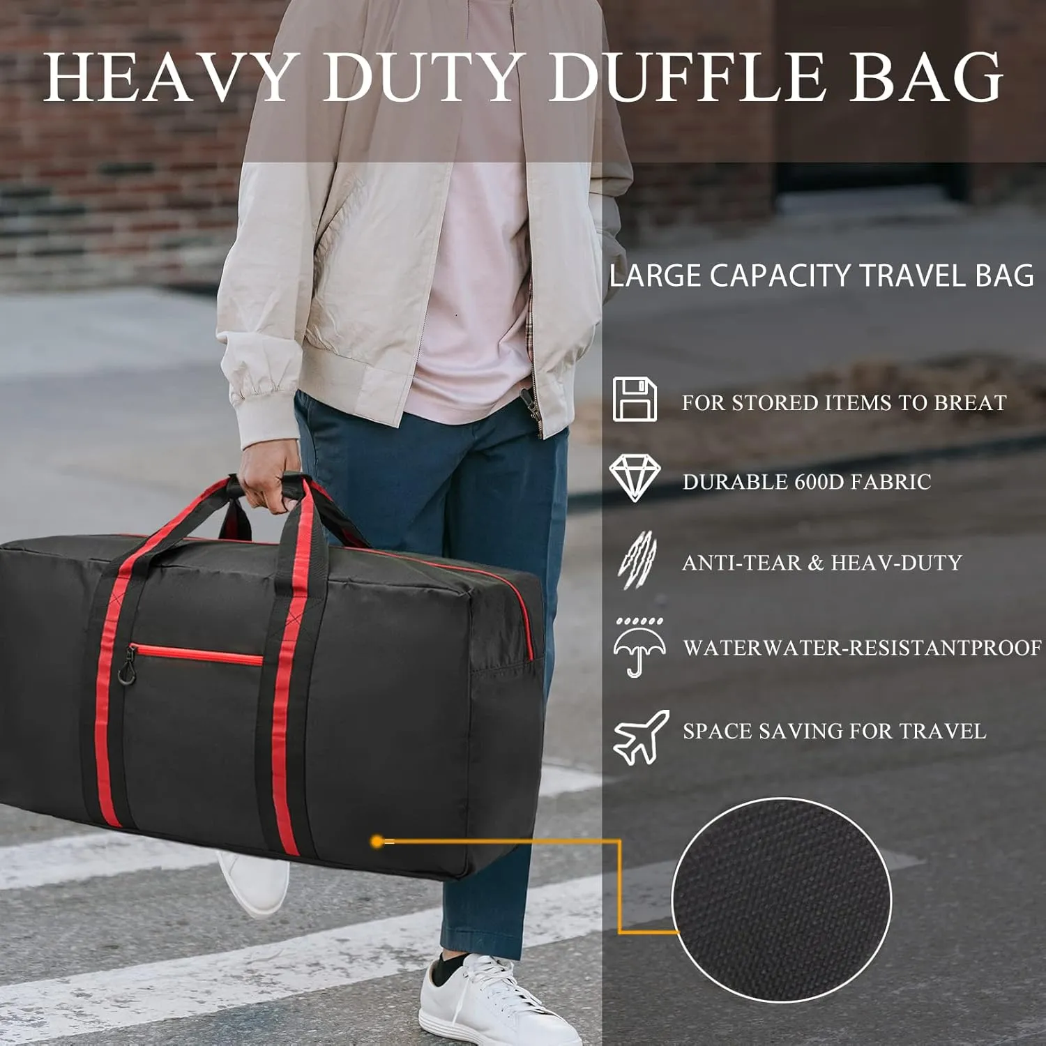 150L Large Duffle Bag for Travel 37” Diffle Bag for Overnight Weekender Camping, Storage for Men Women, 2 Pack