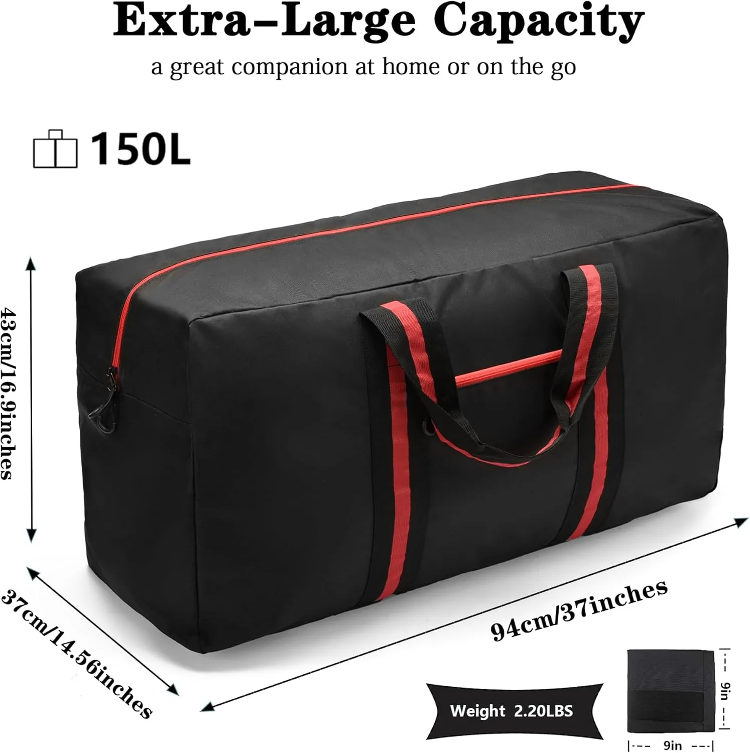 150L Large Duffle Bag for Travel 37” Diffle Bag for Overnight Weekender Camping, Storage for Men Women, 2 Pack