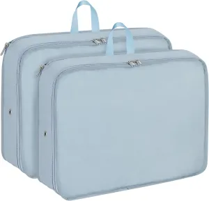 2 Set Compression Packing Cubes for Travel, Expandable Luggage Organizers Bag, Large Compression Cubes for Packing, Travel Accessories for Suitcase Organizer Bags Set (Light Blue)