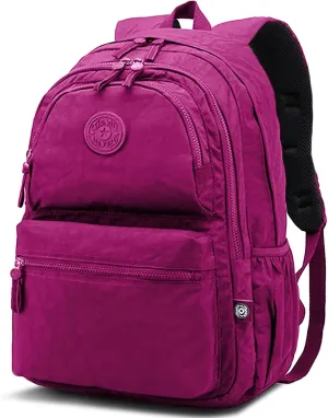 28L Casual Lightweight Backpack Large Nylon Travel Backpacks Multi-function Water Resistant Shoulder Bag for Women Men Outdoor Hiking and Cycling Sport - Rose Red