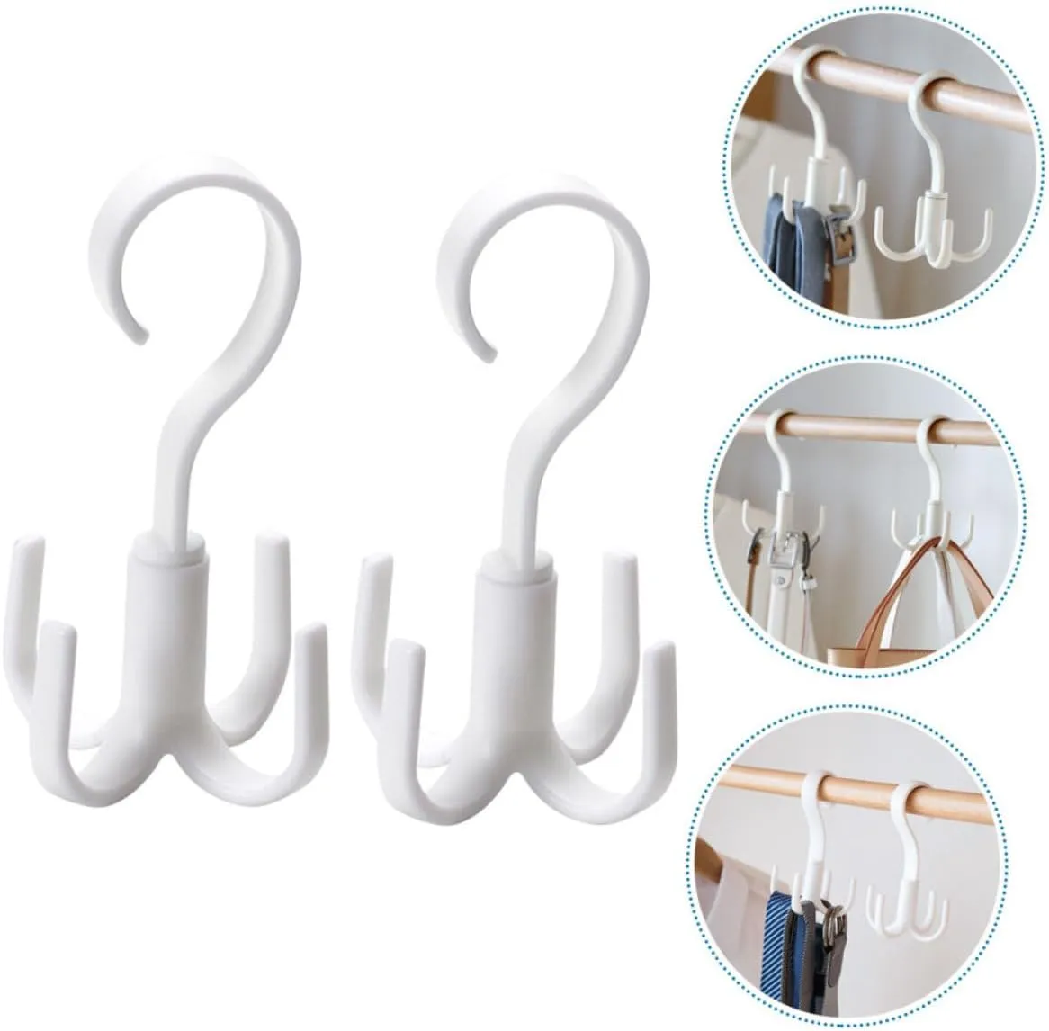 3sets 2pcs Rotating Hanger for Closet Multi Functional Purse Tie Scarf Organizer Space Saving Hook for Handbags Belts and Scarves Keeps Your Closet Neat and Elegant 2pcs*3