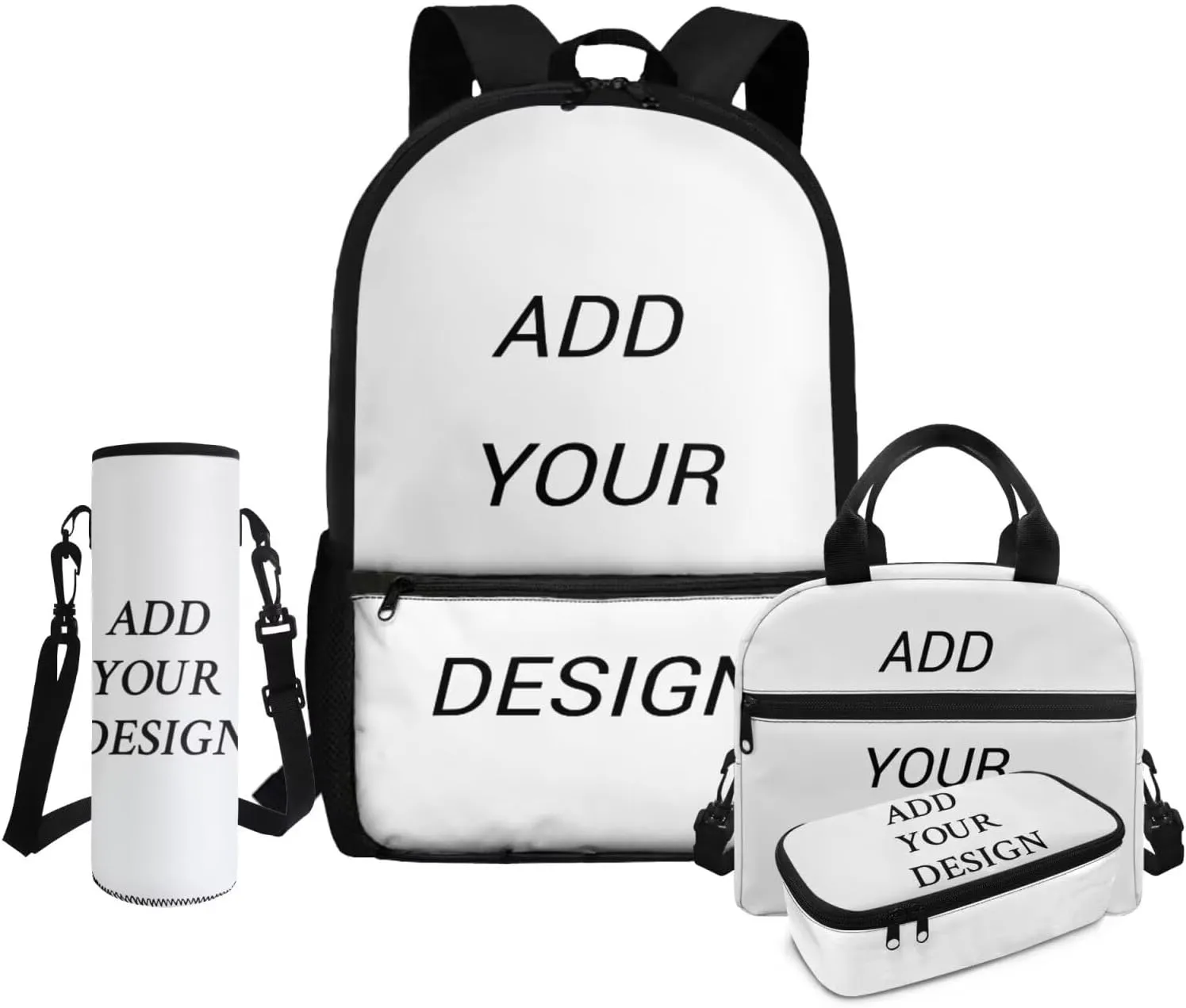 4 Piece Custom Backpack for Girls Adjustable Large Capacity Personalized Bookbag with Lunchbox for Kindergarten 1st Grade Book Bag with Water Bottle Holder