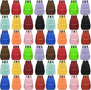 48Pack 17inch School Backpacks in Bulk for Student Outdoor Travel Book Bag Wholesale Zippered Schoolbag for Elementary Middle High Schools Students Back to School Supplies 12 Assorted Colors