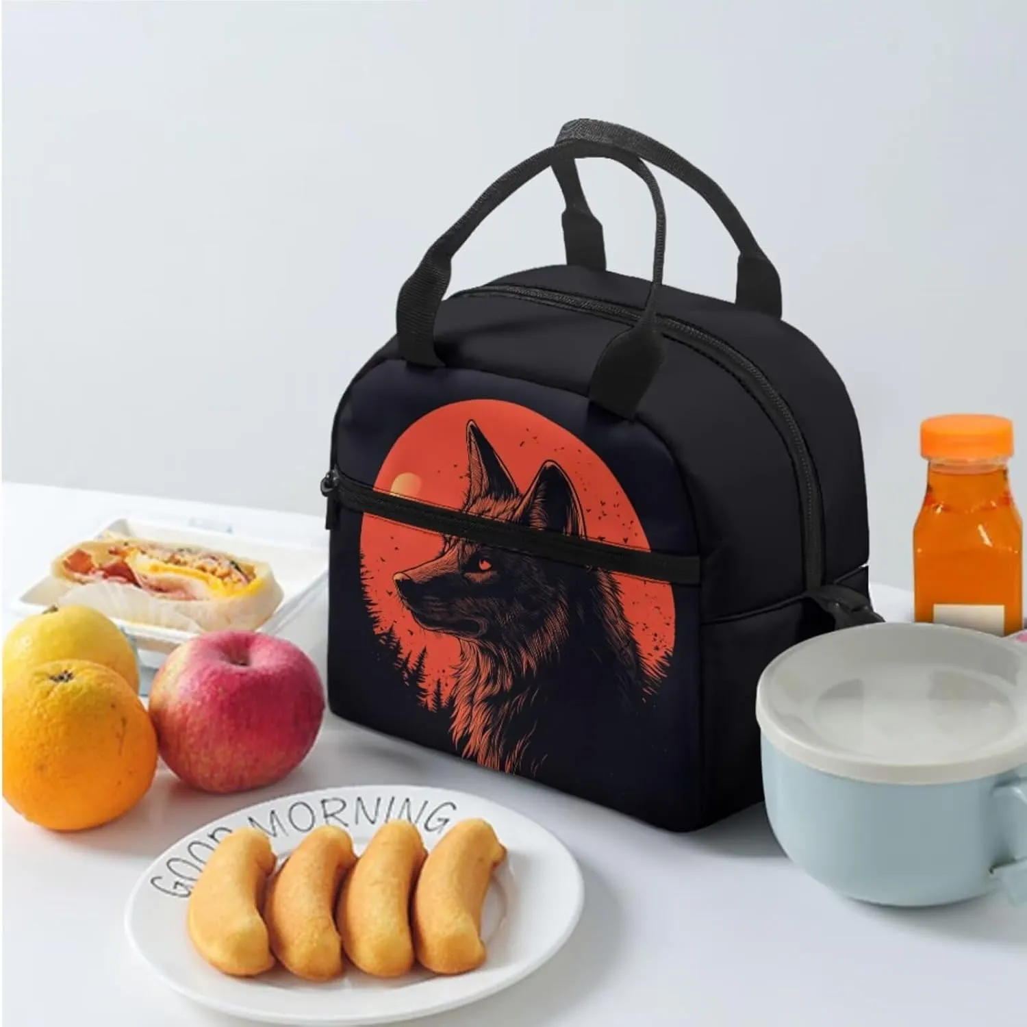 6th Grade Wolf Backpack Set for Boys Ages 11-12 with Lunch Box 3 Piece Lightweight School Bookbag Ergonomic Spacious Cool Middle School Backpacks for Teens