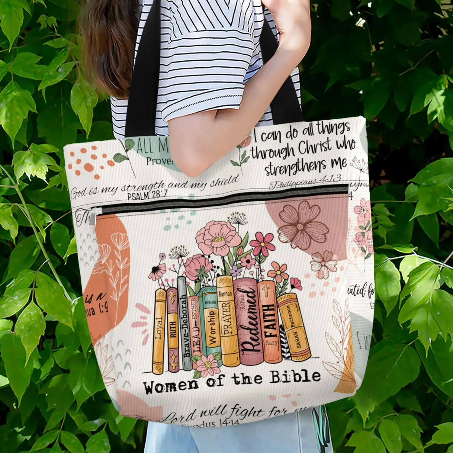 84hoods 15 inch Large Tote Bag for Work for Women. Christian Faith, Jesus God Religious Gift. Waterproof Shoulder Bag.