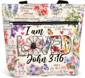 84hoods 15 inch Large Tote Bag for Work for Women. Christian Faith, Jesus God Religious Gift. Waterproof Shoulder Bag.