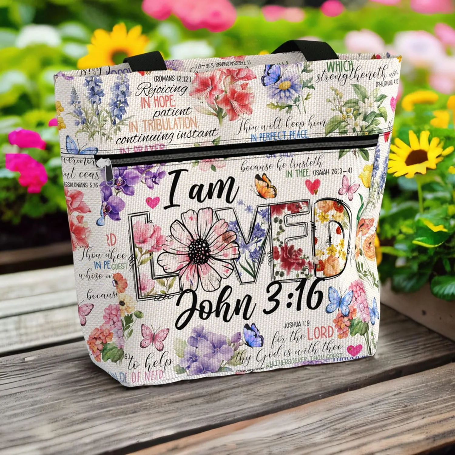 84hoods 15 inch Large Tote Bag for Work for Women. Christian Faith, Jesus God Religious Gift. Waterproof Shoulder Bag.