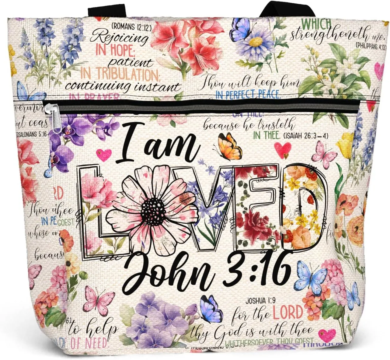 84hoods 15 inch Large Tote Bag for Work for Women. Christian Faith, Jesus God Religious Gift. Waterproof Shoulder Bag.