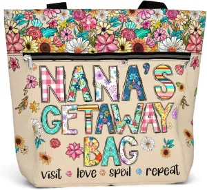 84hoods Aesthetic Tote Bag for Women. Shoulder Bag Grandma Gift for Grandmother. Travel Grocery Bag with Pockets, Zipper.