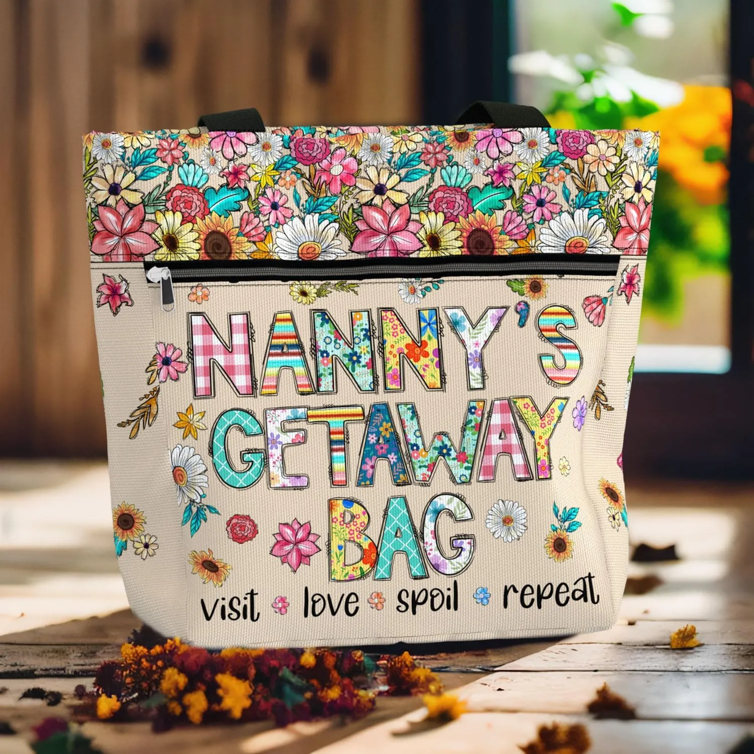 84hoods Aesthetic Tote Bag for Women. Shoulder Bag Grandma Gift for Grandmother. Travel Grocery Bag with Pockets, Zipper.