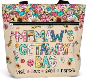 84hoods Aesthetic Tote Bag for Women. Shoulder Bag Grandma Gift for Grandmother. Travel Grocery Bag with Pockets, Zipper.