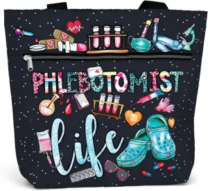 84hoods Large Waterproof Tote Bag with Pockets and Zipper for Work. Gift for Nurse. Shoulder Bag for Women.