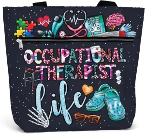 84hoods Large Waterproof Tote Bag with Pockets and Zipper for Work. Gift for Nurse. Shoulder Bag for Women.