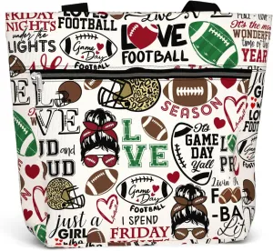 84hoods Waterproof Tote Bag with Pockets and Zipper for Work. Shoulder Bag for Women. Gift for Football Player Lover Fan.