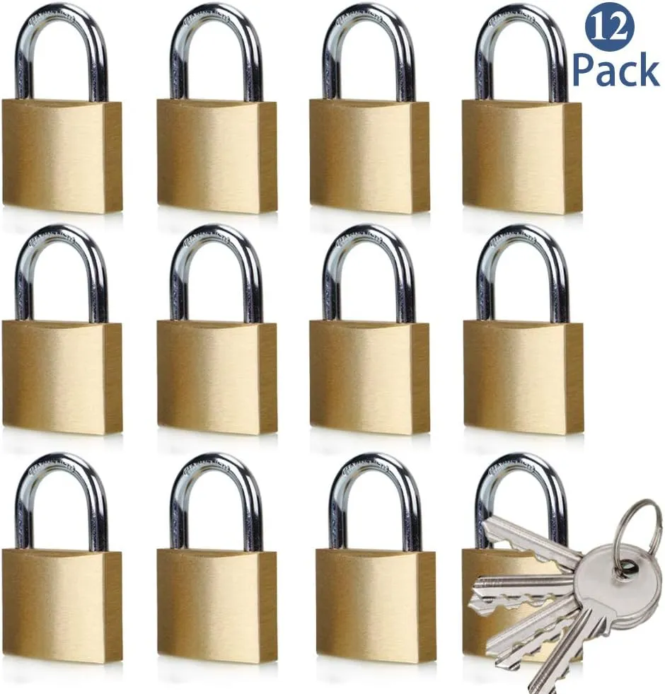 ABRAFOX Solid Brass Same Keyed Padlock keyed Alike Locks （1-9/16 inch 40mm-12pack