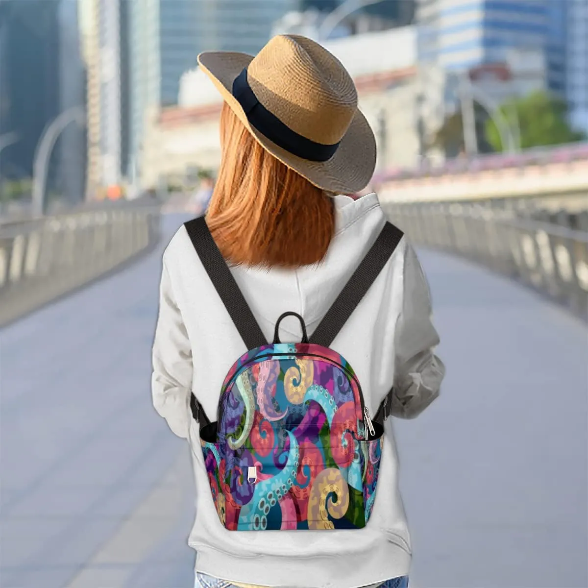 Abstract Octopus Mini Backpack Purse for Women, Kraken Octopus Tentacles Lightweight Small Backpack Casual Travel Bag Daypack for Girls Children Teens Adult School Backpack