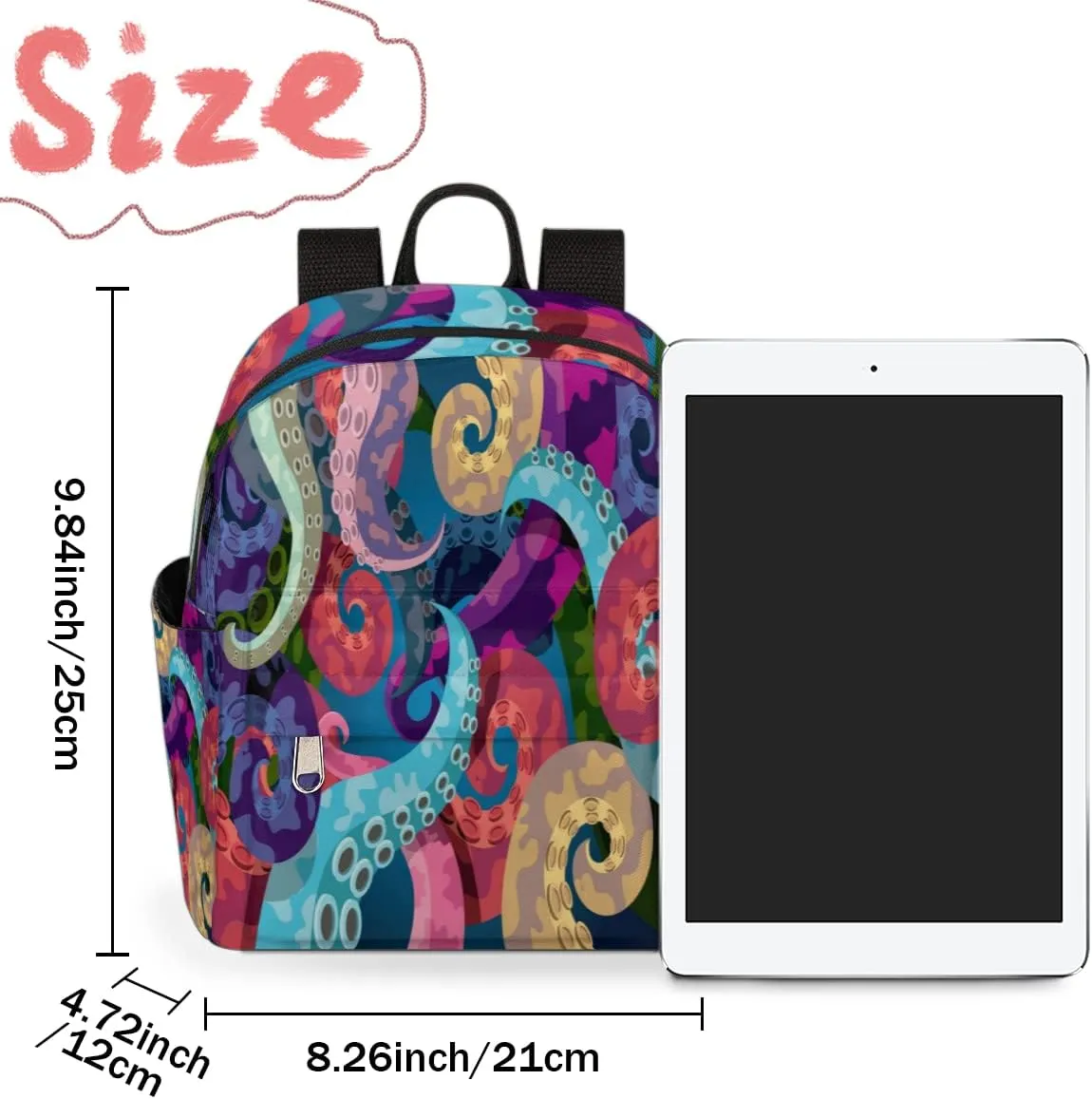 Abstract Octopus Mini Backpack Purse for Women, Kraken Octopus Tentacles Lightweight Small Backpack Casual Travel Bag Daypack for Girls Children Teens Adult School Backpack