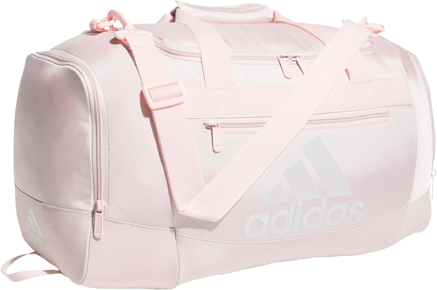adidas Unisex Defender 4.0 Gym Duffel Bag for Men and Women, Sandy Pink/White, Small (38L)