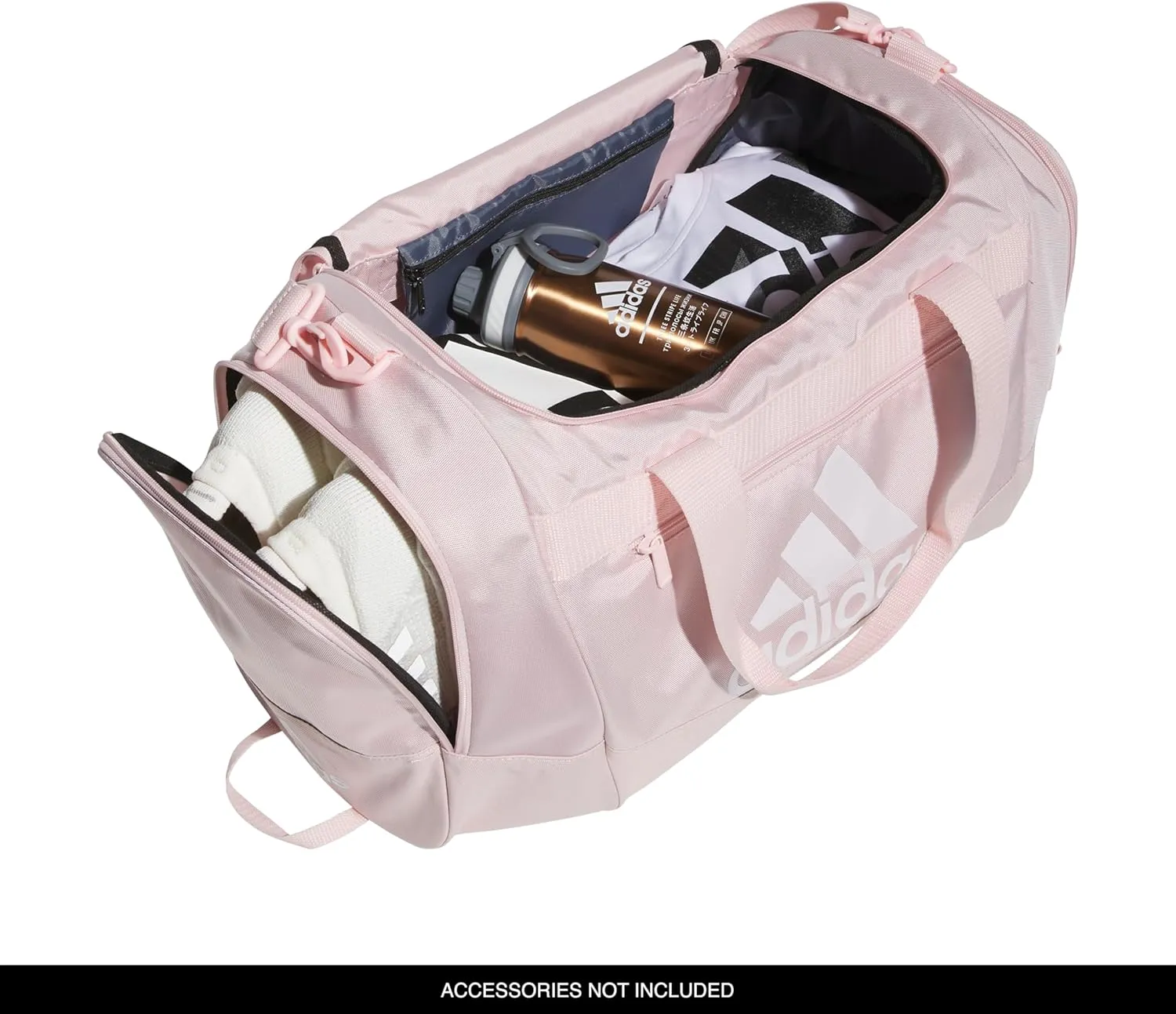 adidas Unisex Defender 4.0 Gym Duffel Bag for Men and Women, Sandy Pink/White, Small (38L)