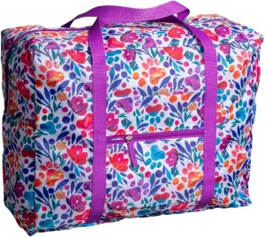 Adventure Awaits Packable Large Duffel Bag Lightweight Colorful Foldable Travel Bag Zipper Pockets for Animal Lovers (Jewel Tone Paws)