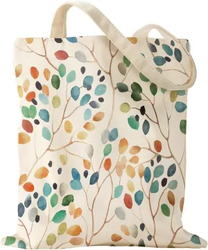 Aesthetic Canvas Tote Bag for Women - Sturdy Cloth Cotton Totes Bag with Pattern Shoulder Bag