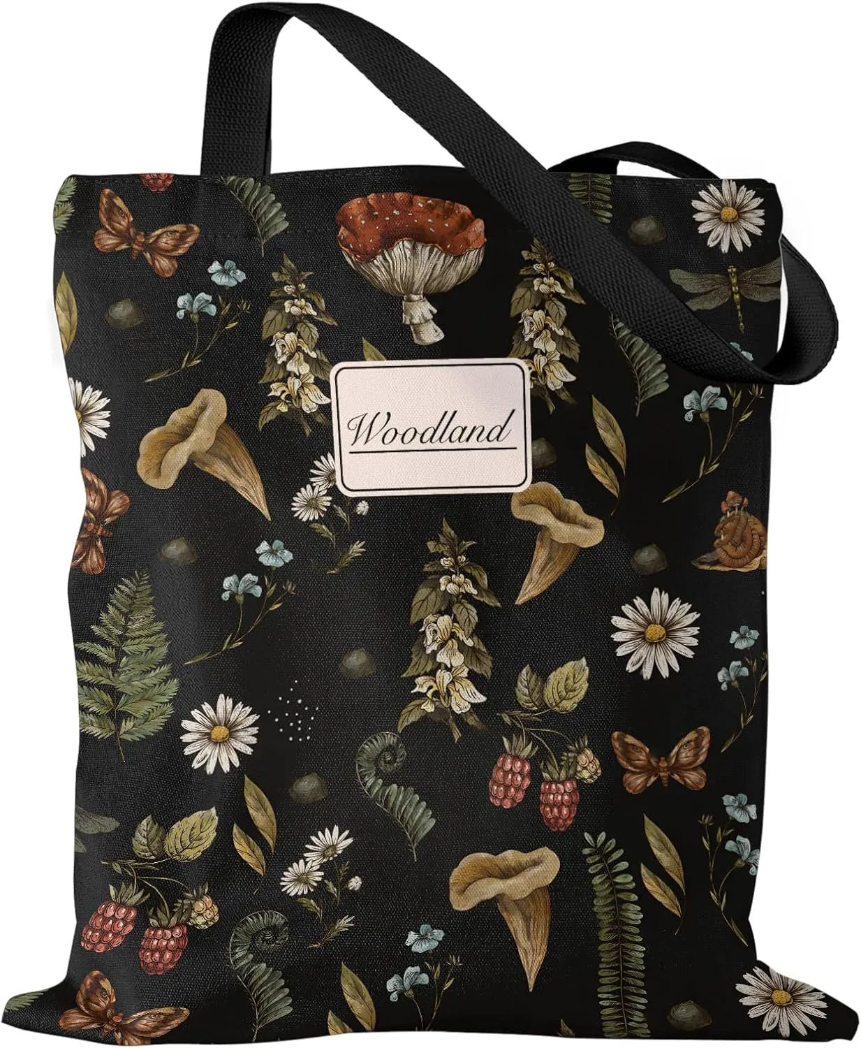 Aesthetic Canvas Tote Bag for Women - Sturdy Cloth Cotton Totes Bag with Pattern Shoulder Bag