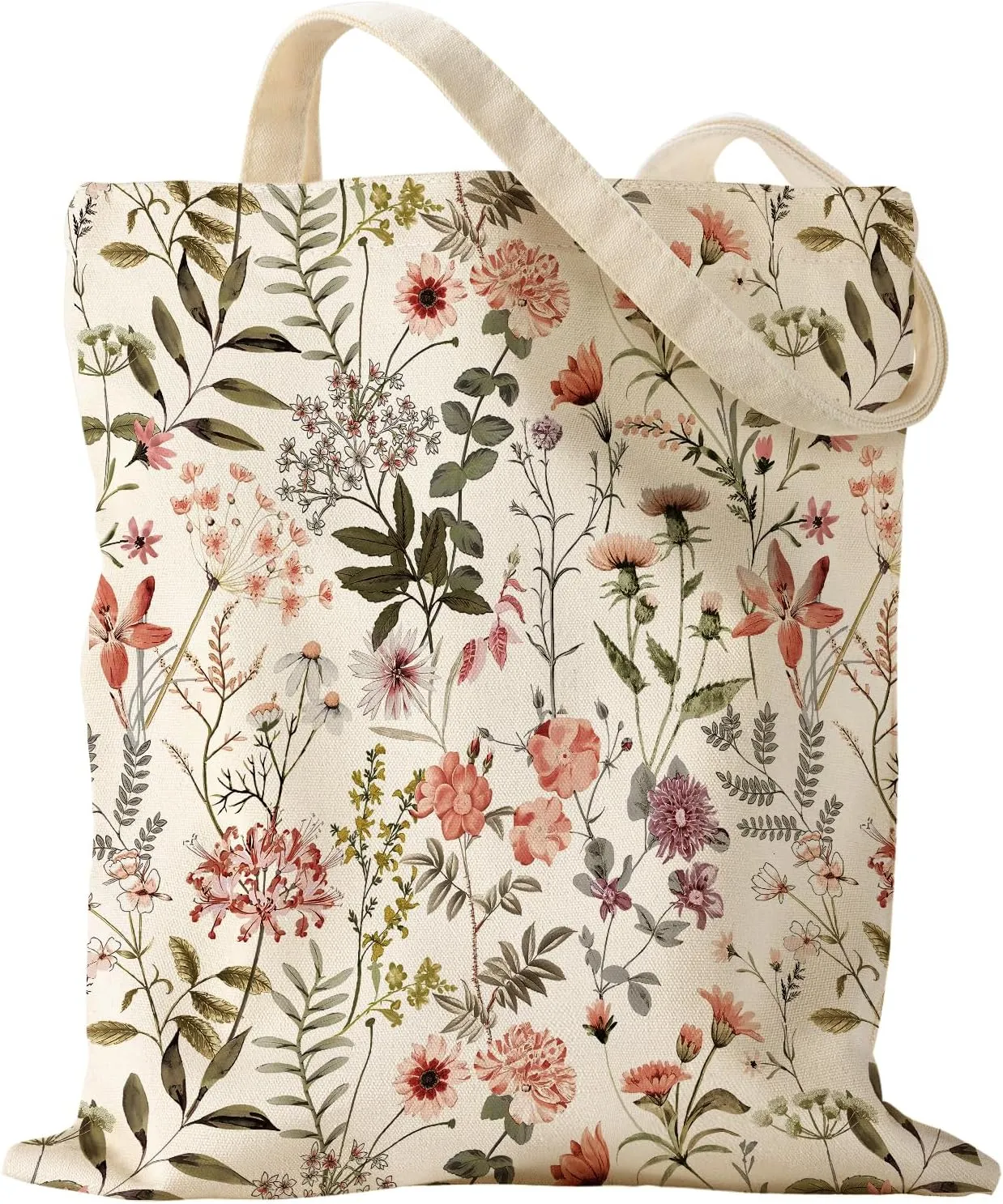 Aesthetic Canvas Tote Bag for Women - Sturdy Cloth Cotton Totes Bag with Pattern Shoulder Bag