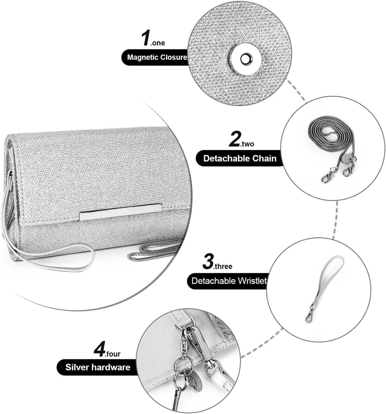 AFKOMST Small Clutch Purses for Women Formal Evening Bag Crossbody and Wristlet Handbags for Party Prom Cocktail Wedding