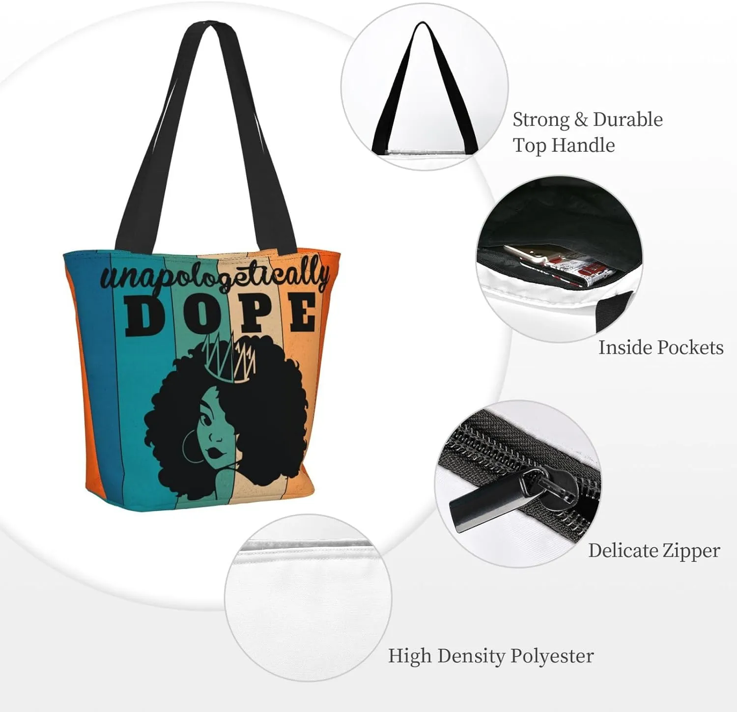 African American Tote Bag for Women, African Handbags, Black Women Bags Art Shoulder Handbag