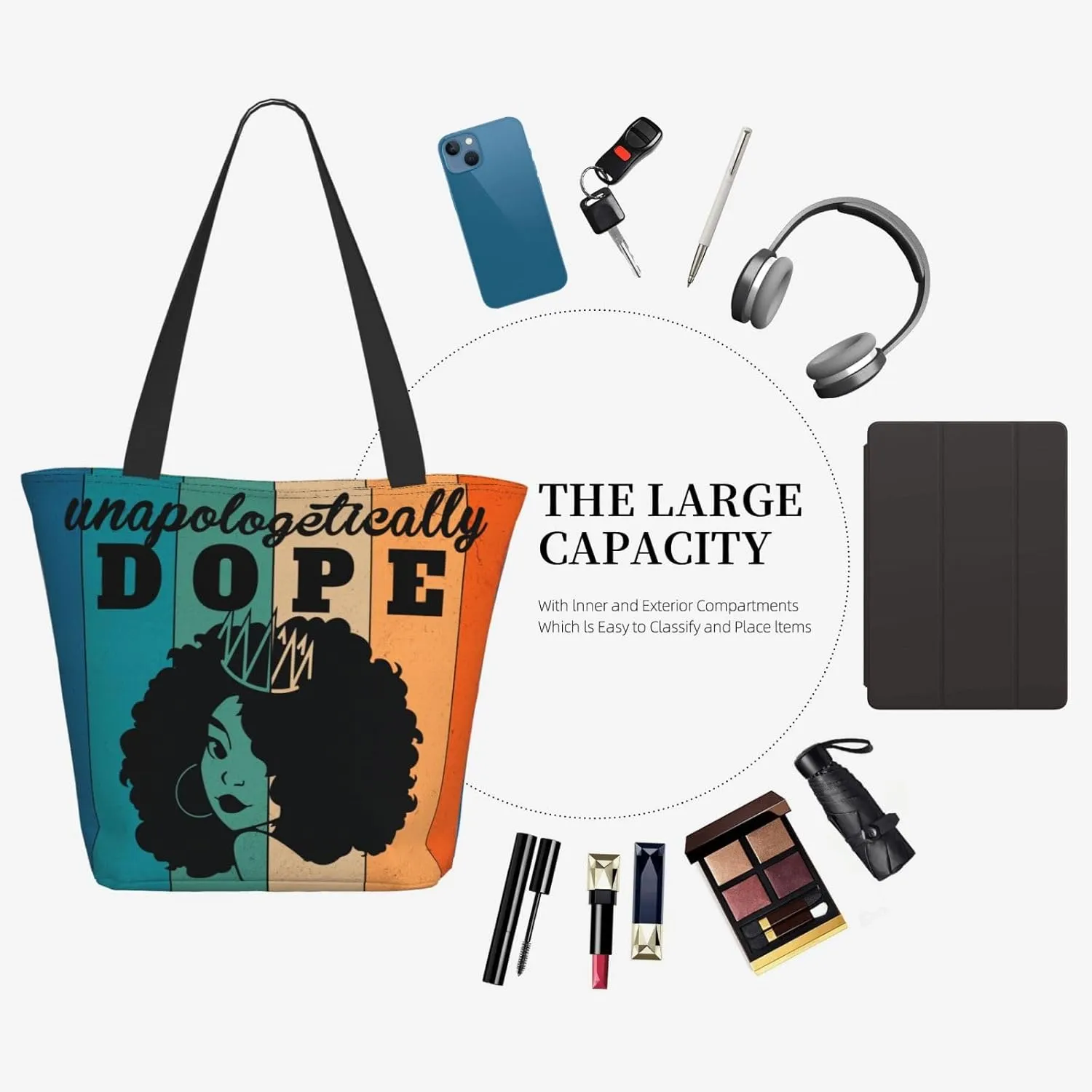 African American Tote Bag for Women, African Handbags, Black Women Bags Art Shoulder Handbag