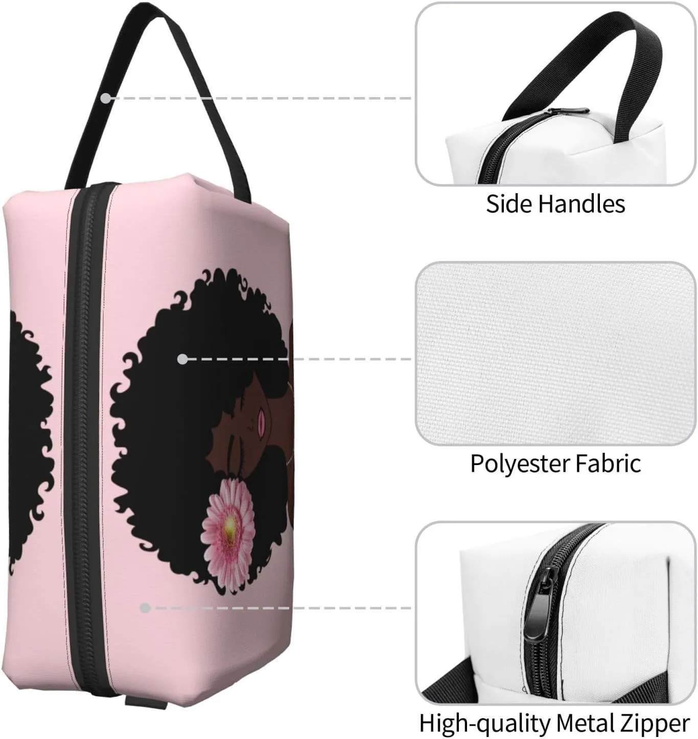 African Women Art Makeup Bag - Portable Cosmetic Travel Organizer, Stylish and Spacious