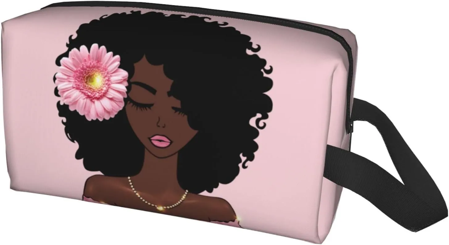 African Women Art Makeup Bag - Portable Cosmetic Travel Organizer, Stylish and Spacious