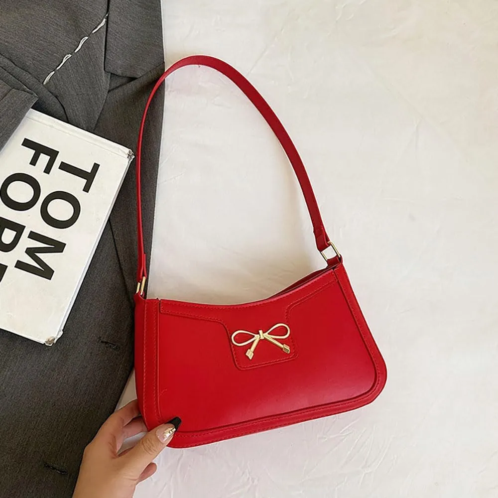 AIPJOY Small Shoulder Bag For Women,Bow Shoulder Handbags Trendy Y2k PU Leather Purses