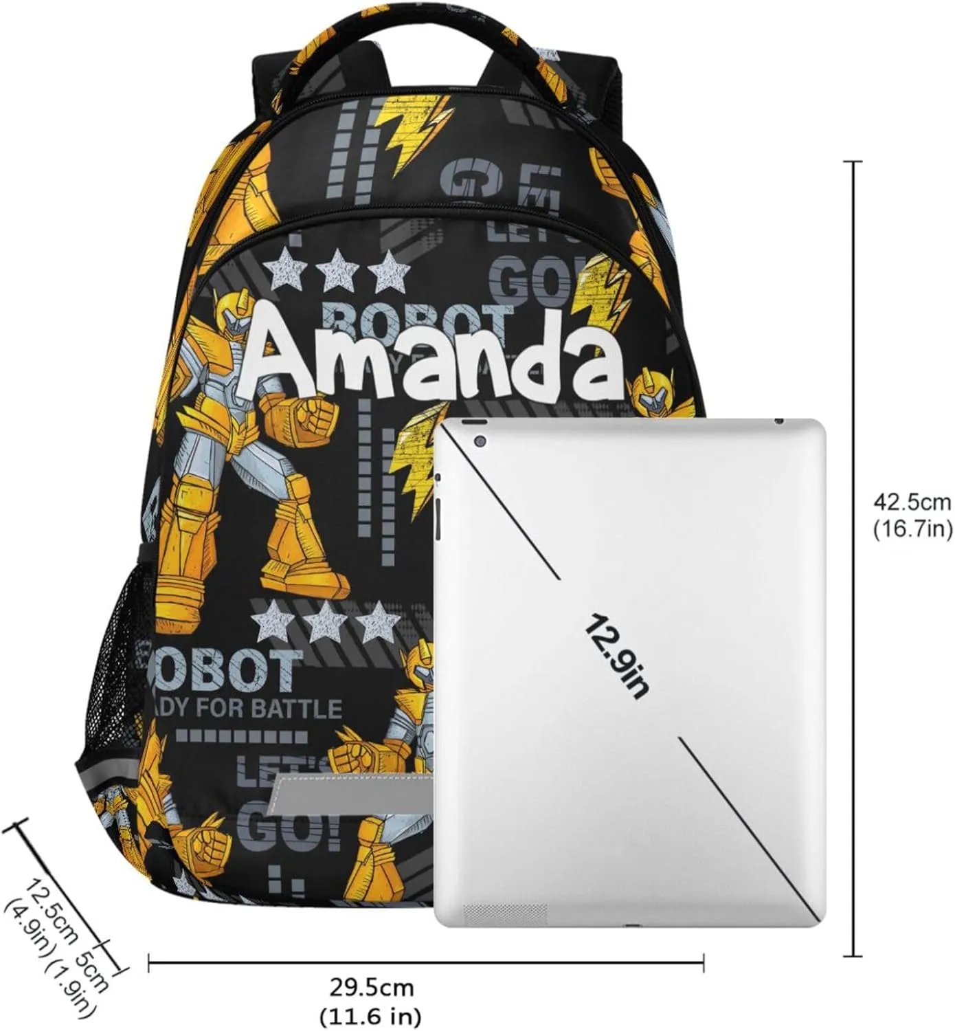 ALAZA Catoon Robots Backpack Girls Kids Backpacks Boys School Bookbag 3rd 4th 5th Grade Casual Daypack Laptop Shoulder Bag with Chest Strap