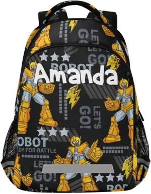 ALAZA Catoon Robots Backpack Girls Kids Backpacks Boys School Bookbag 3rd 4th 5th Grade Casual Daypack Laptop Shoulder Bag with Chest Strap