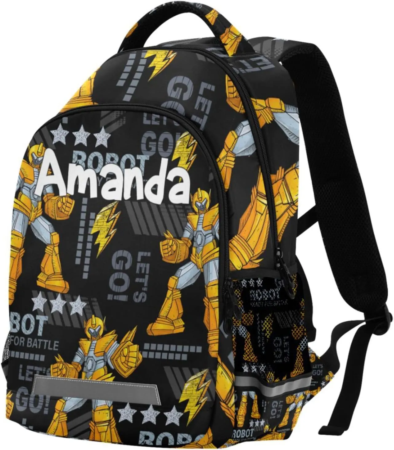 ALAZA Catoon Robots Backpack Girls Kids Backpacks Boys School Bookbag 3rd 4th 5th Grade Casual Daypack Laptop Shoulder Bag with Chest Strap