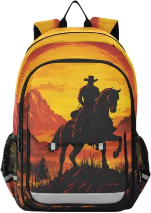 ALAZA Western Cowboy Desert Old Sunset Laptop Backpack Purse for Women BookBags 17 inch School Bags Men Boys Girls Travel Casual Daypack