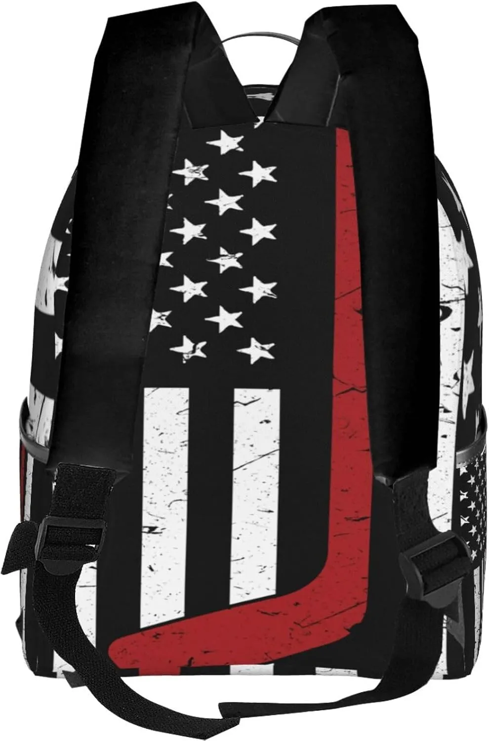 American Hockey Flag Black White Backpack Lightweight Laptop Backpacks Casual Double Shoulder Backpack For Women Men Travel