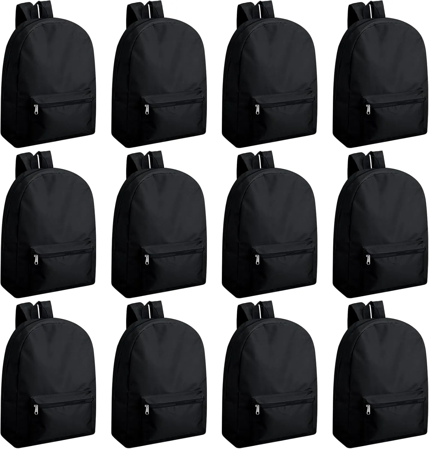 Amylove 12 Pack Backpack in Bulk 17 inch Lightweight Outdoor Travel Bag Classic Bookbags Bulk for Elementary Middle High(Black,Classic)