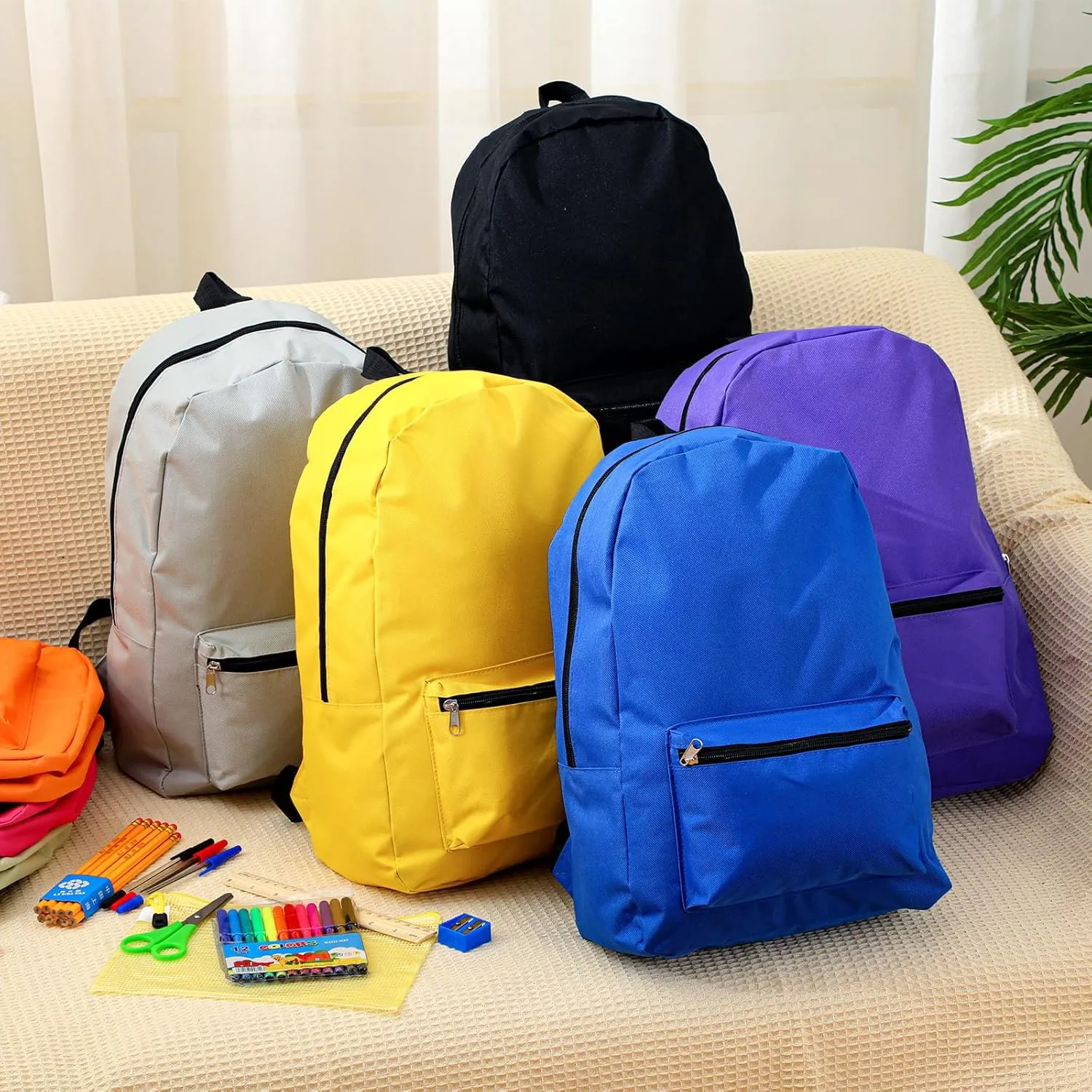Amylove 12 Pack Backpack in Bulk 17 inch Lightweight Outdoor Travel Bag Classic Bookbags Bulk for Elementary Middle High(Mixed Colors,Cute)