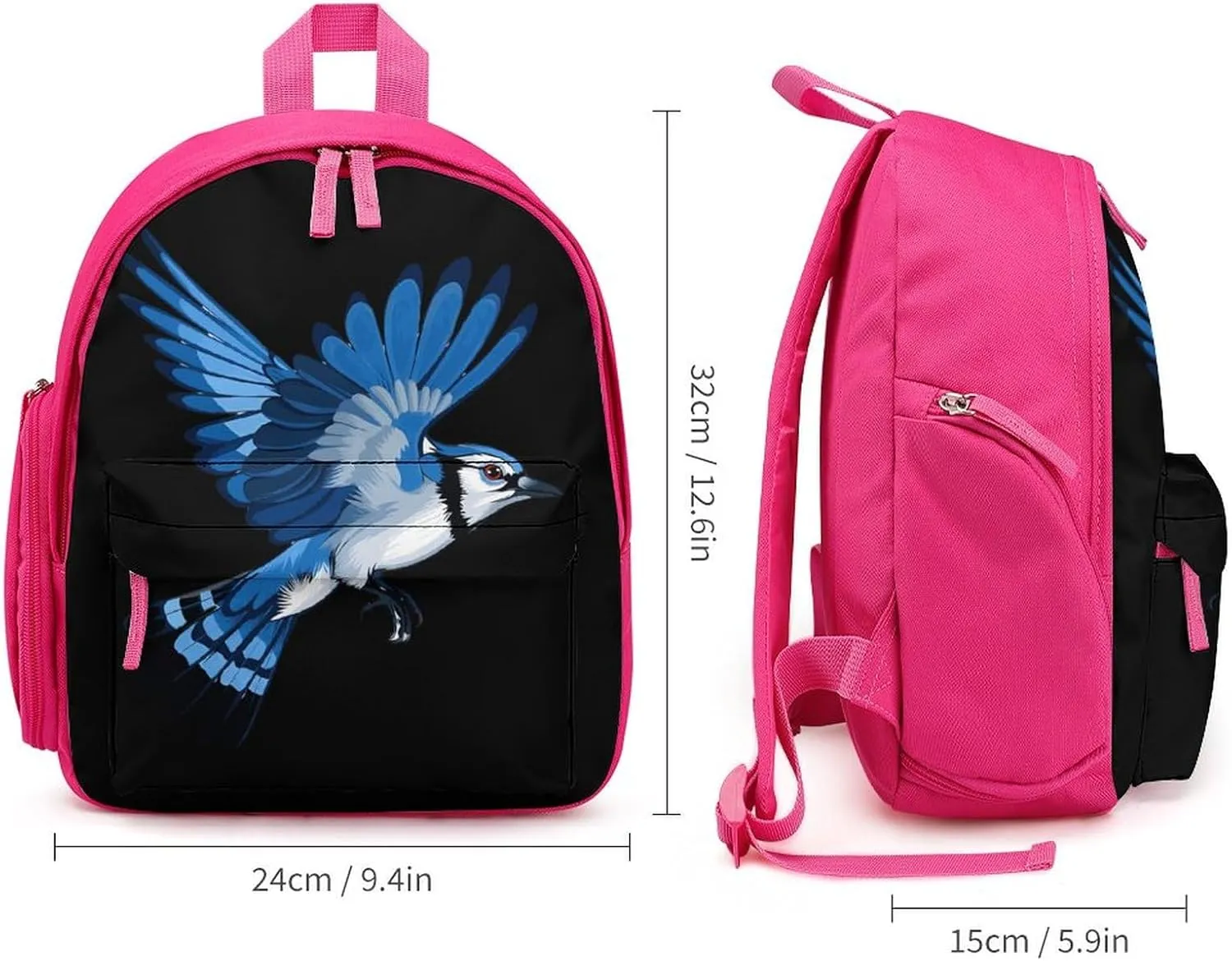 Animal Bird Blue Jay Backpack Adjustable Strap Travel Backpack Lightweight Carry on Backpack Casual Daypack for Adults Pink-style