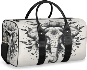 Animal Elephant Travel Duffle Bag, Sports Gym Bags for Women Men, Carry On Weekender Overnight Workout Airplane Trips Bag