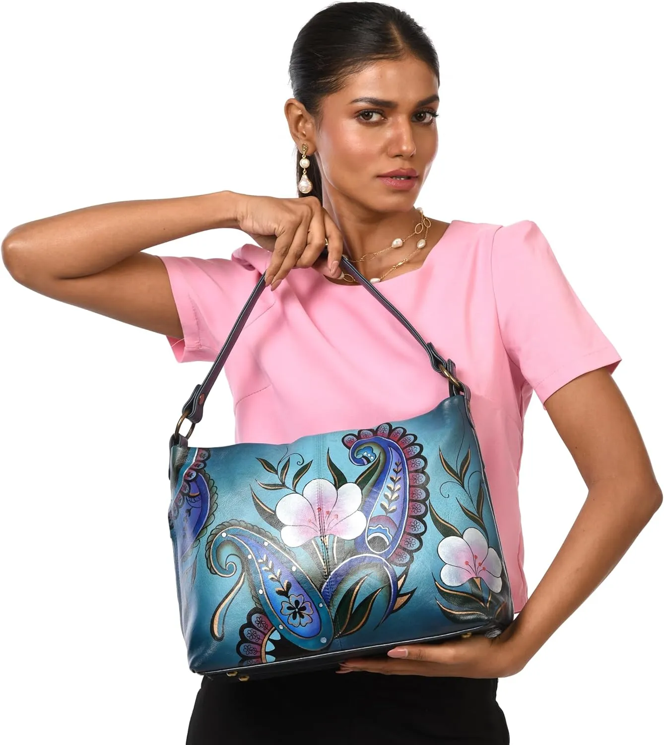 Anna by Anuschka Hand Painted Leather Women's Large Shoulder Hobo