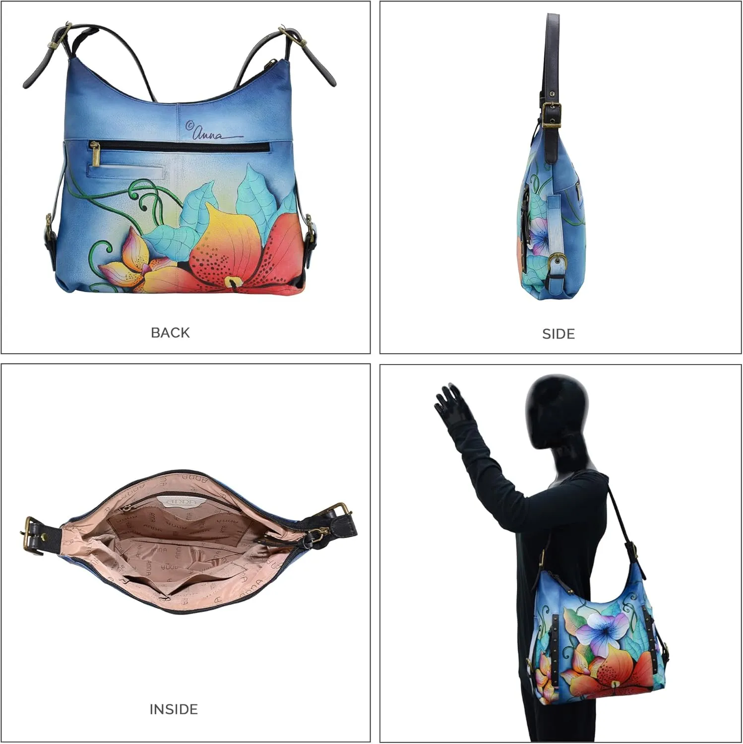 Anna by Anuschka Hand Painted Leather Women's Shoulder Hobo