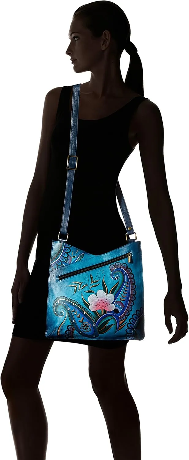 Anna by Anuschka Hand Painted Leather Women's V Top Large Crossbody