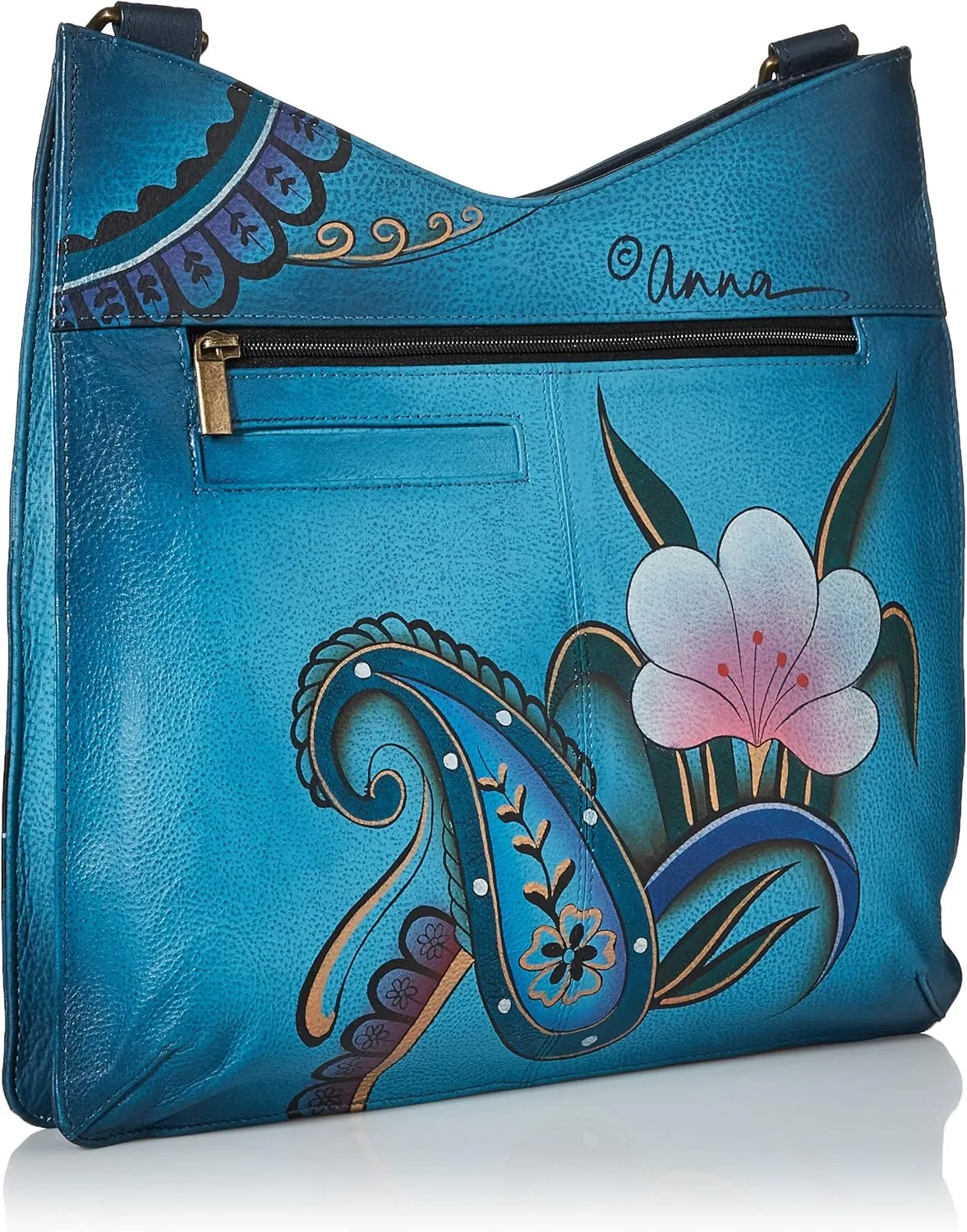 Anna by Anuschka Hand Painted Leather Women's V Top Large Crossbody